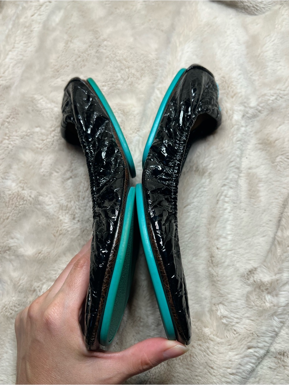 Tieks Obsidian Black Croc patent leather ballet flats size 8 - Picture 4 of 6